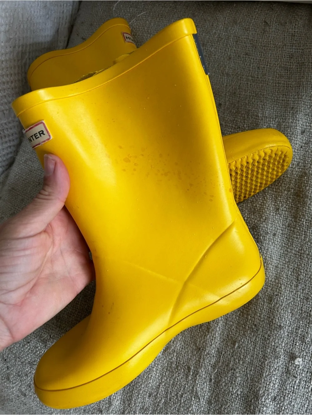 Hunter Kids Bright Yellow Waterproof Rain Boots with Side Buckle 12
